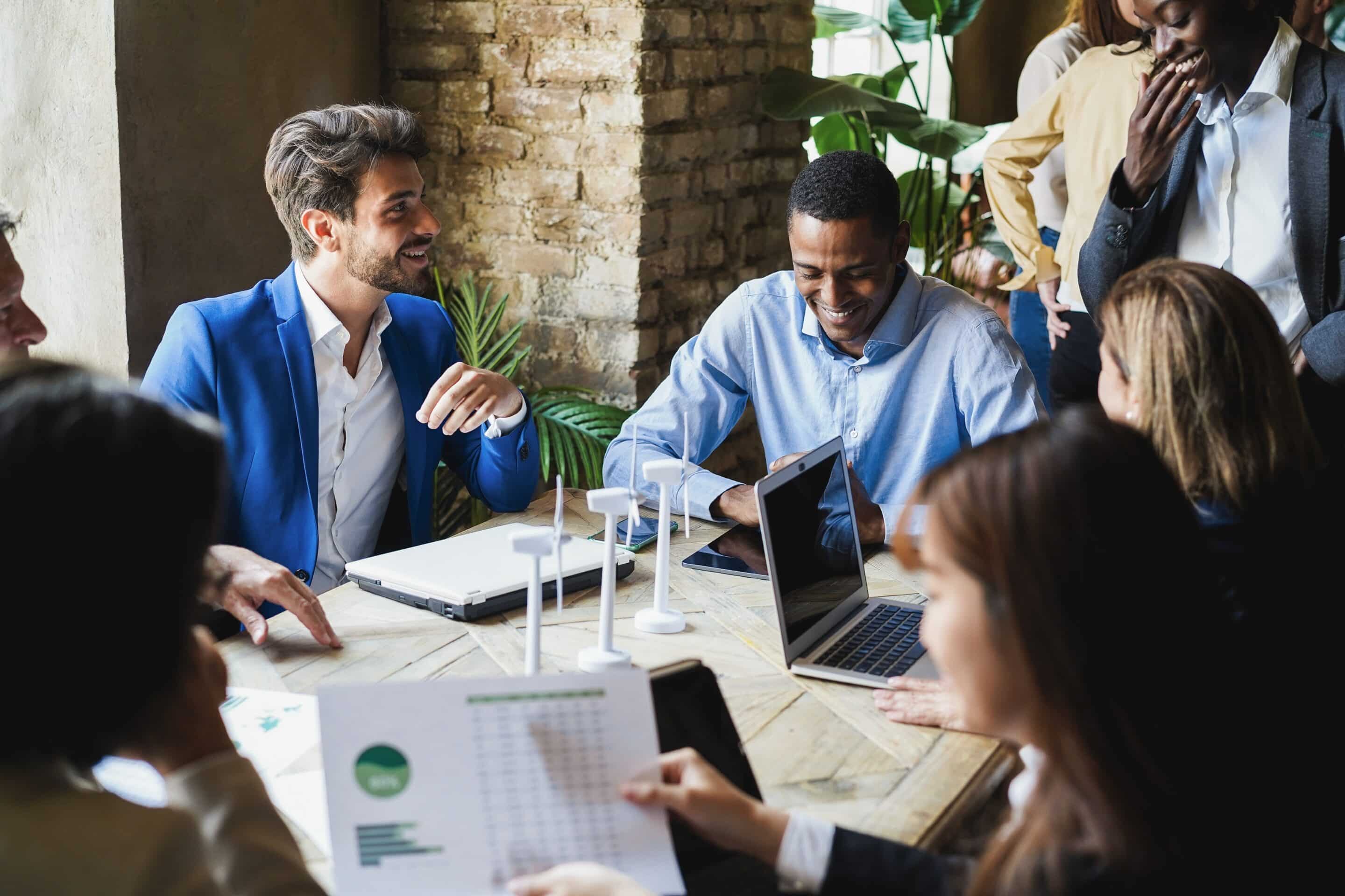 Multiracial,Business,People,Working,On,Sustainable,Innovation,Project,-,Green
