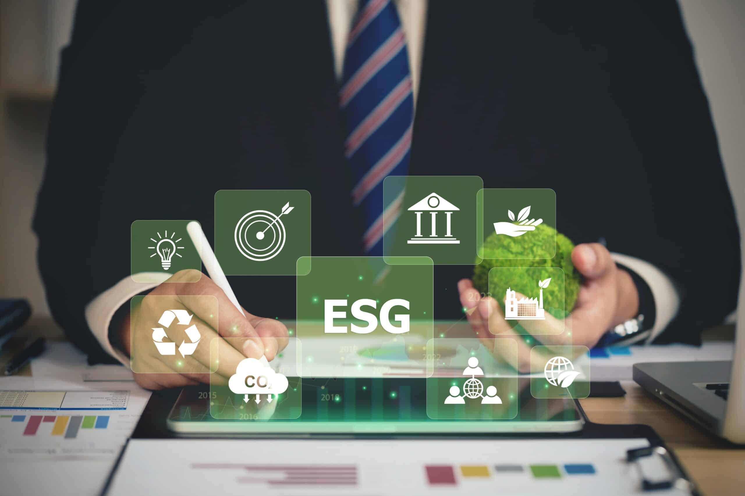 Esg,Environment,Social,Governance,Investment,Business,Concept.,Businessmen,Use,A