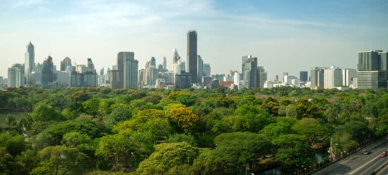 Public,Park,And,High-rise,Buildings,Cityscape,In,Metropolis,City,Center