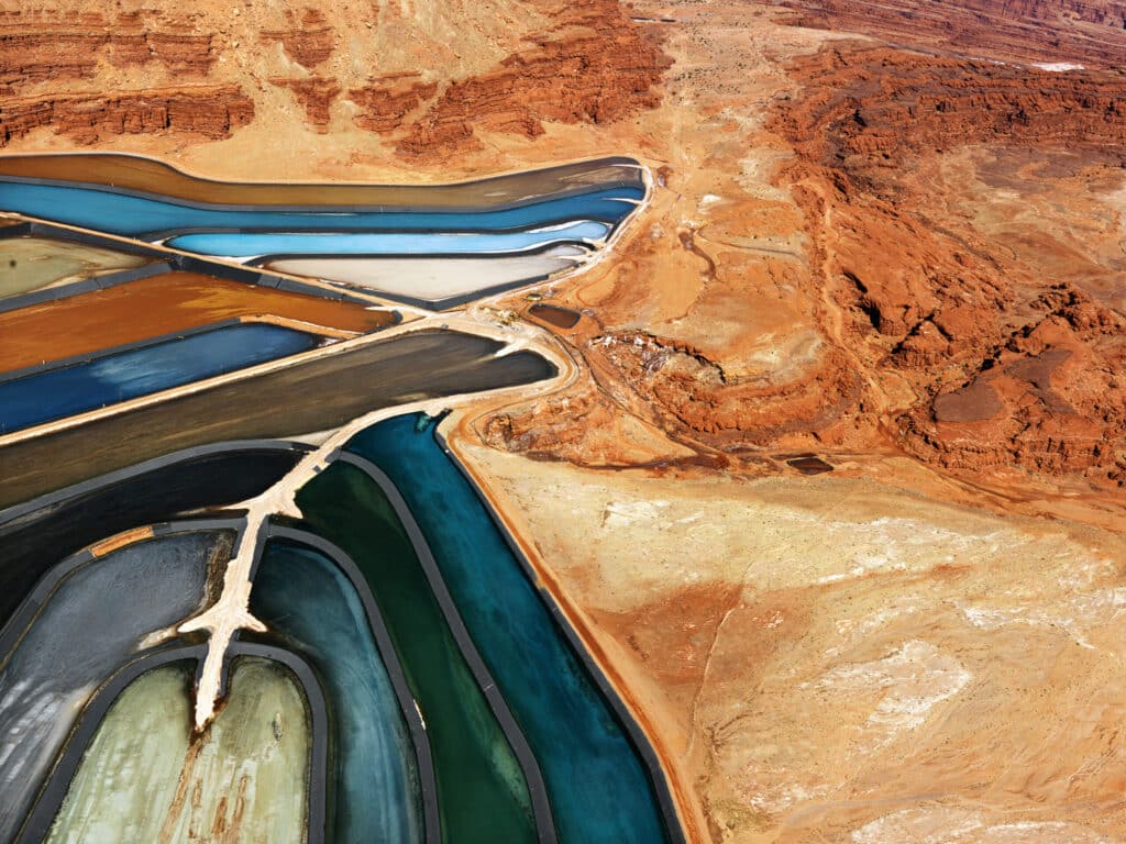 Aerial,View,Of,An,Arid,,Craggy,Landscape,Surrounding,Tailing,Ponds.